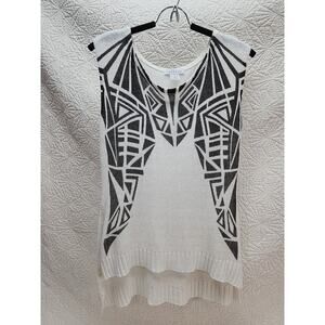 Fred & Sibel Womens Knit Pullover Size M Tank Geometrical Print 15x25 Boho 90s